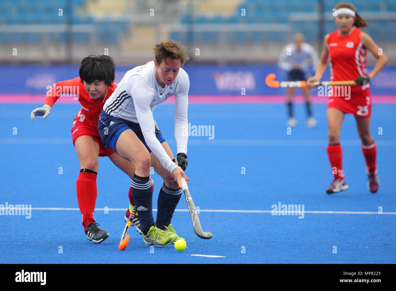 Die Visa International Einladungs Hockey Turnier, Großbritannien vs Republik Korea am Flussufer Arena Hockey Stadion London Olympic Park 2. Mai 2012 --- Bild von: © Paul Cunningham Stockfoto