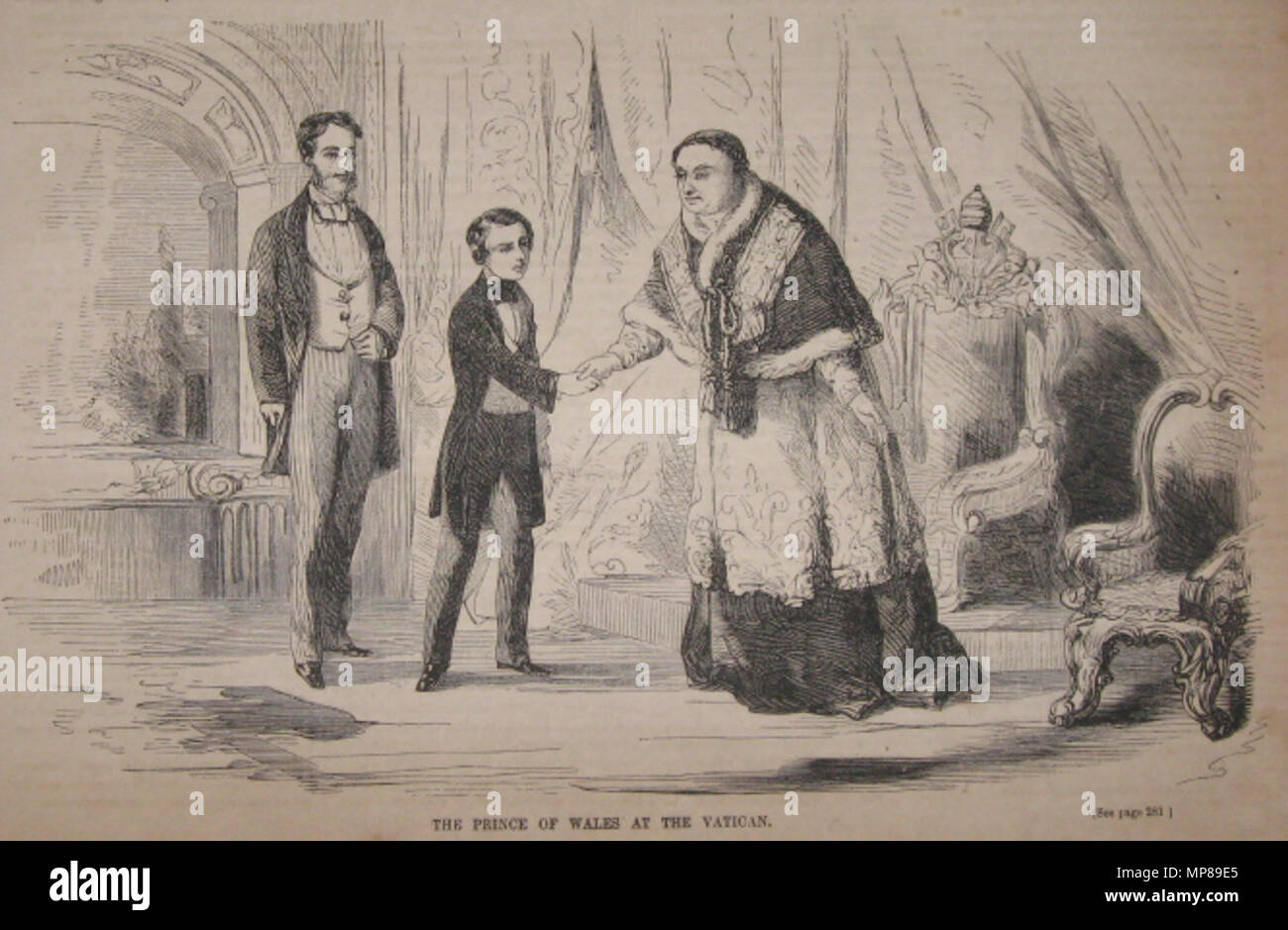 . Pio IX riceve Il Piccolo Principe Del galles Edoardo VII. 10. Januar 1858. Unbekannt 999 Pio IX riceve Il Piccolo Principe Del galles Edoardo VII Stockfoto
