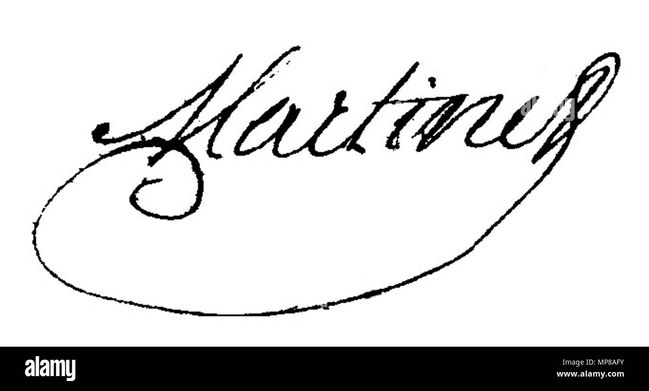 . Signatur de J.J Martinet. 1731. Jean-Jacques Martinet 1120 Signatur Martinet Stockfoto