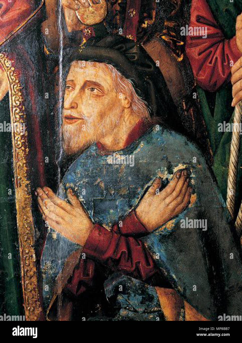 . Englisch: Fragment des paining 'Saint Helena Abfrage Judas' von Kunst Museum in Saragossa. 1485 < 87. Miguel Jimenez und Martin Bernat 718 JewInterrogation Stockfoto