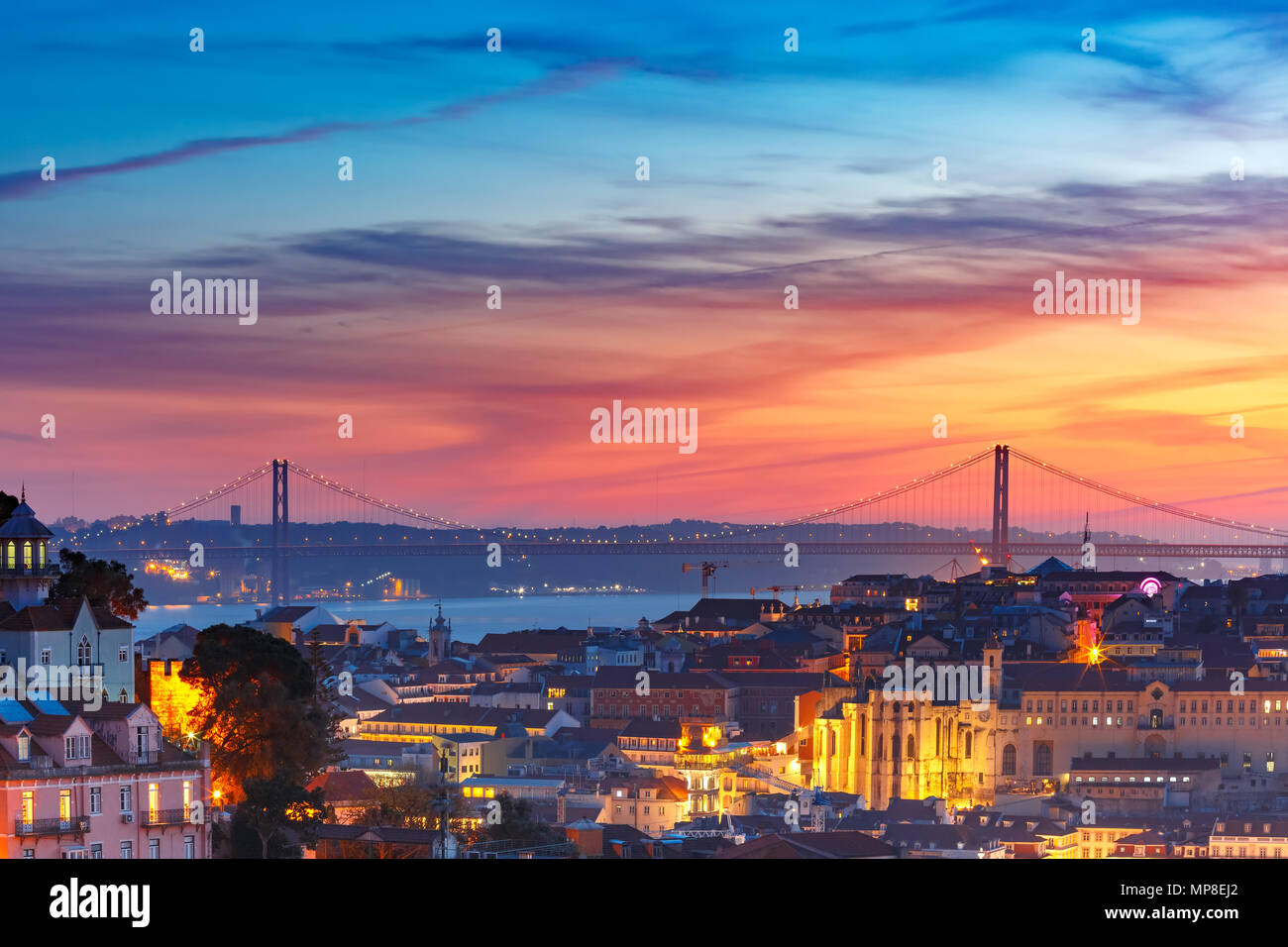 Historischen Zentrum von Lissabon bei Sonnenuntergang, Portugal Stockfoto