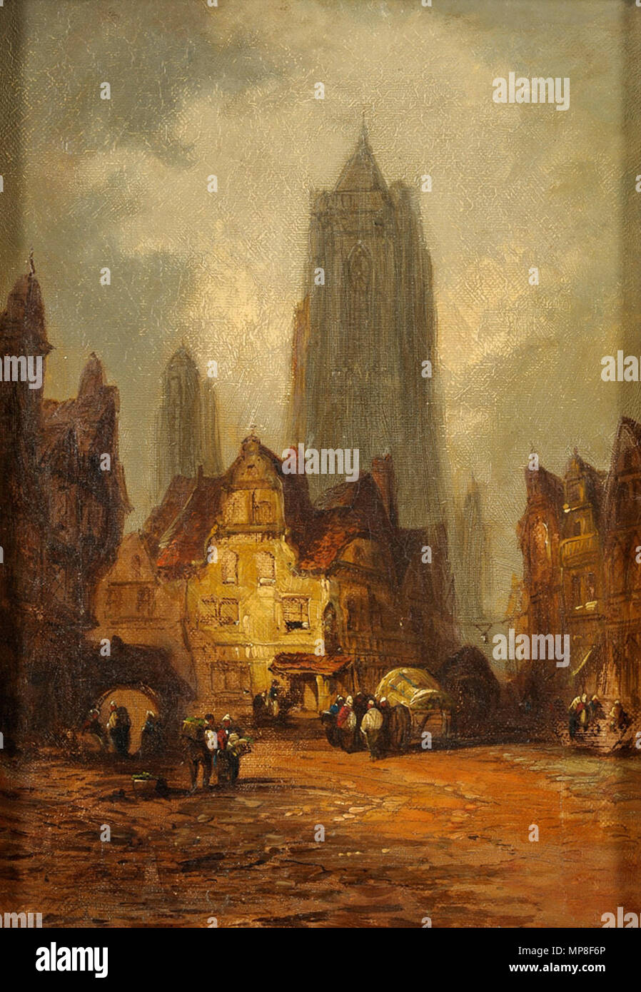 . Mittelalterliche Stadtansicht mit Kathedrale. Signiert. Öl auf Leinwand, 36,5 x 25 cm. durch 1874. John Henry Foley (1818 - 1874) Beschreibung irische Bildhauer Geburtsdatum / Tod 24. Mai 1818 27. August 1874 Ort der Geburt / Todes Dublin London Arbeiten Standort London Authority control: Q 1925736 VIAF: 74125725 ISNI: 0000 0001 2139 7340 ULAN: 500248701 00030920 LCCN: n GND: 119421771 WorldCat 733 John Henry Foley mittelalterliche Kathedrale Stadtansicht mit 2 Stockfoto