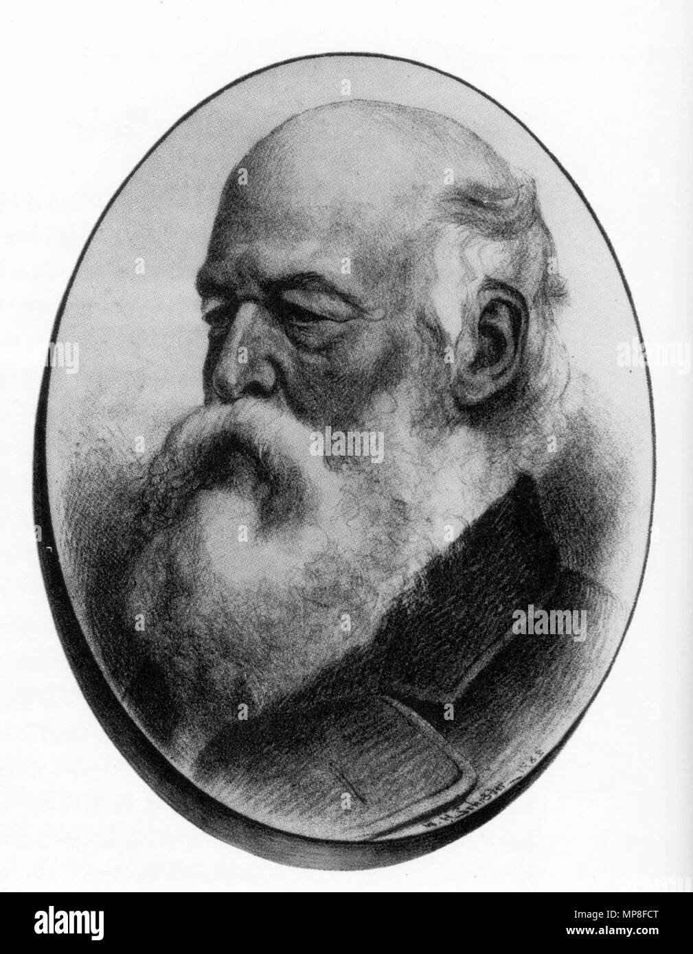 . Englisch: erster Premierminister der Kap das Recht, Sir John Charles Molteno im Alter. Aus einer Skizze im Jahre 1884 nach der Pensionierung. (22. März 2011 (Datum des Uploads). orig. Bild: W.H. Schroder schwarz & weiß Behandlung: Pechristener 733 John molteno - Kap Ministerpräsident bw Stockfoto