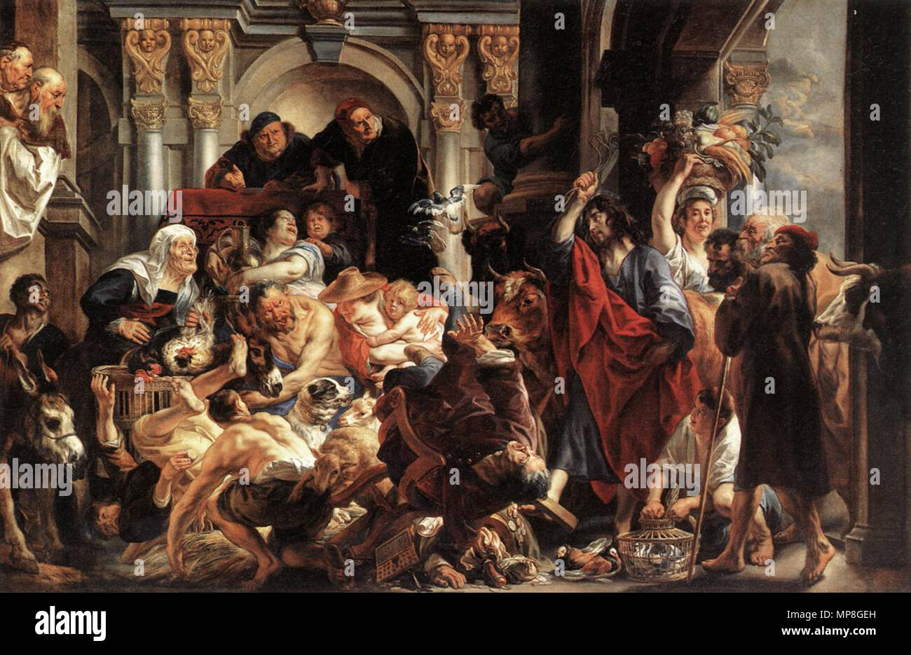 Englisch: Christus Fahren die Händler aus dem Tempel ca. 1650. 738 Jordaens Christus fahren die Händler aus dem Tempel Stockfoto
