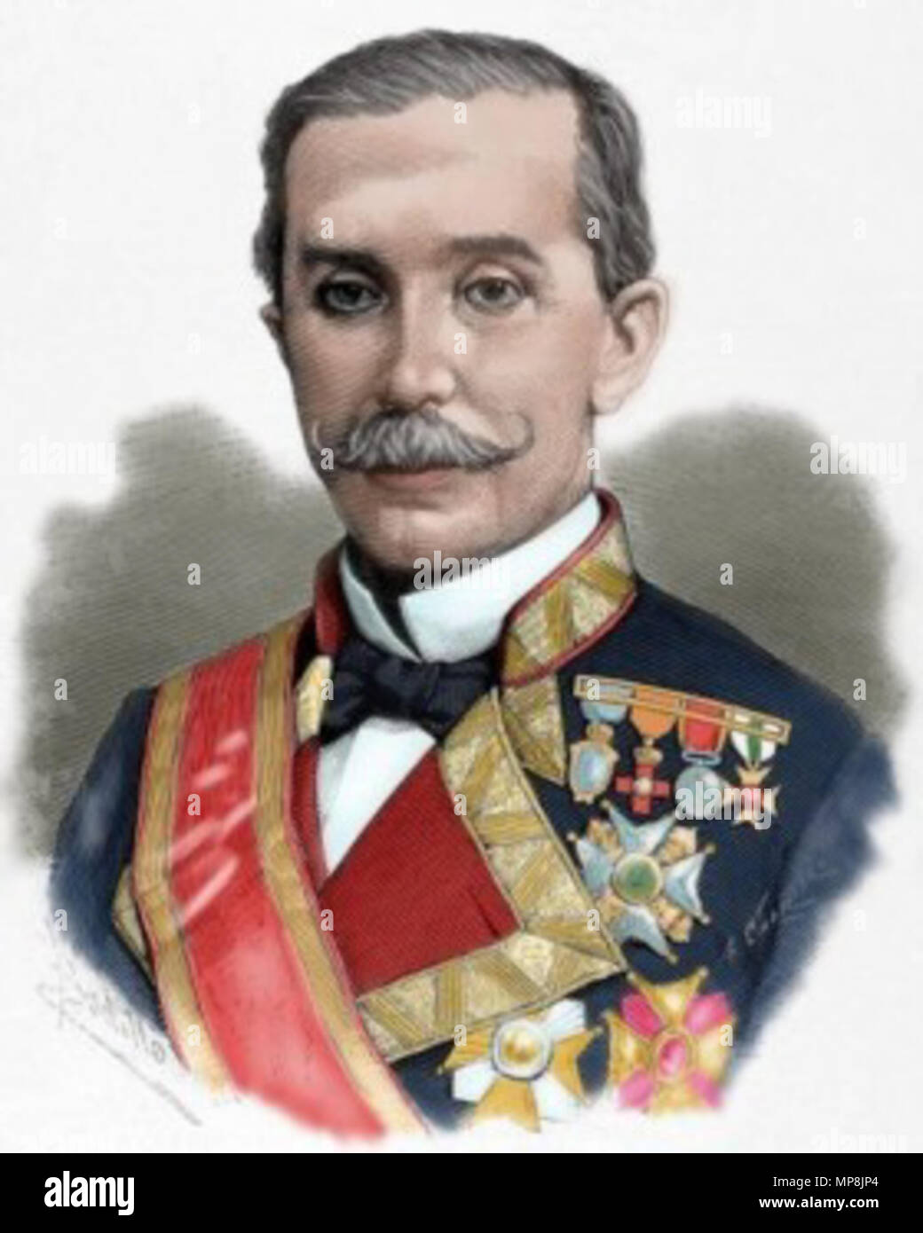 Juan Bautista Antequera Bobadilla (1824-1890). Spanische Militärs und Politiker. Gravur der spanischen und amerikanischen Abbildung: 1884. Gefärbt. 747 Juan Bautista Antequera y Bobadilla (La Ilustración Española y Americana) Stockfoto