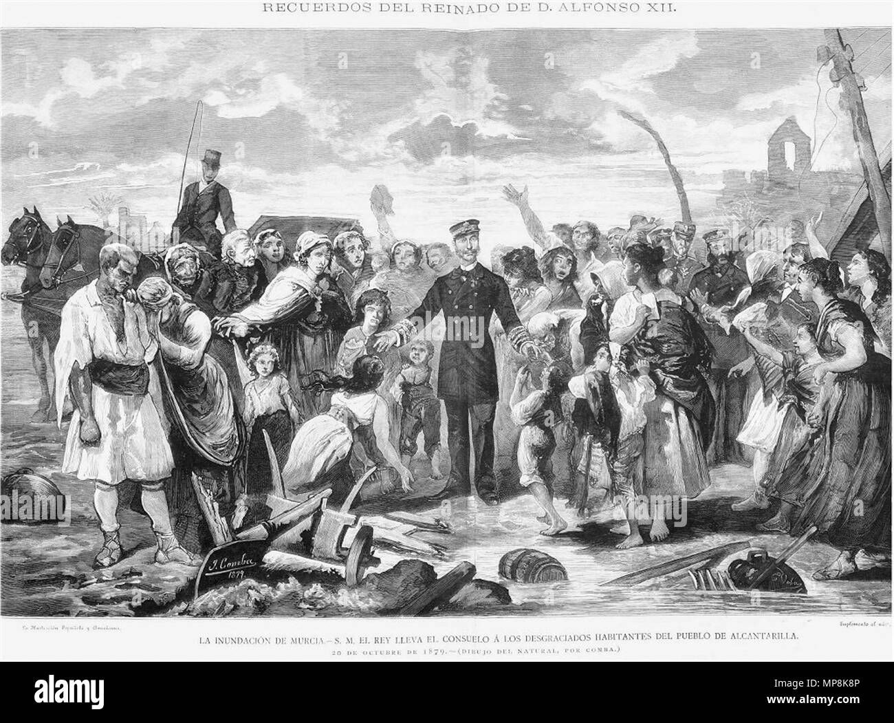. Italiano: Alfonso XII di Spagna soccorre Gli abitanti di von Murcia colpiti dall'inondazione di Murcia. 1879. Juan Comba García (1852 - 1924) Alternative Namen Comba García, Juan, Juan Comba; Juan Comba Garcia Beschreibung spanischer Maler und Illustrator Datum der Geburt / Tod am 30. November 1852 vom 19. Juni 1924 Ort der Geburt / Todes Jerez de la Frontera Madrid Authority control: Q 5948850 VIAF: 95904068 ISNI: 0000 0000 8402 5694 ULAN: 500035788 LCCN: Nr. 2010154728 GND: 104218030 X WorldCat 749 Juan-Comba-1879-inundacion-de-Murcia Stockfoto