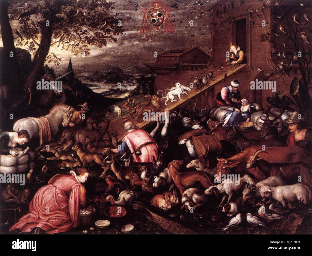 Die Arche Noah Zyklus: 2. Eingabe der Arche 1588. 760 Kaspar Memberger (I) - die Arche Noah - 2. Eingabe der Ark-WGA 14801 Stockfoto