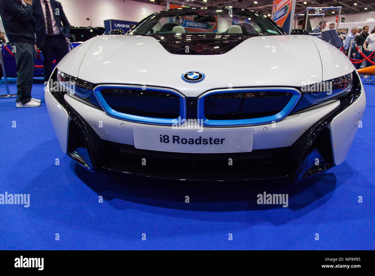 LONDON, UK, 18. MAI 2018: BMW i8 Roadster am confused.com London Motor Show im Excel Convention Center. Die Show ist der größte britische automot Stockfoto