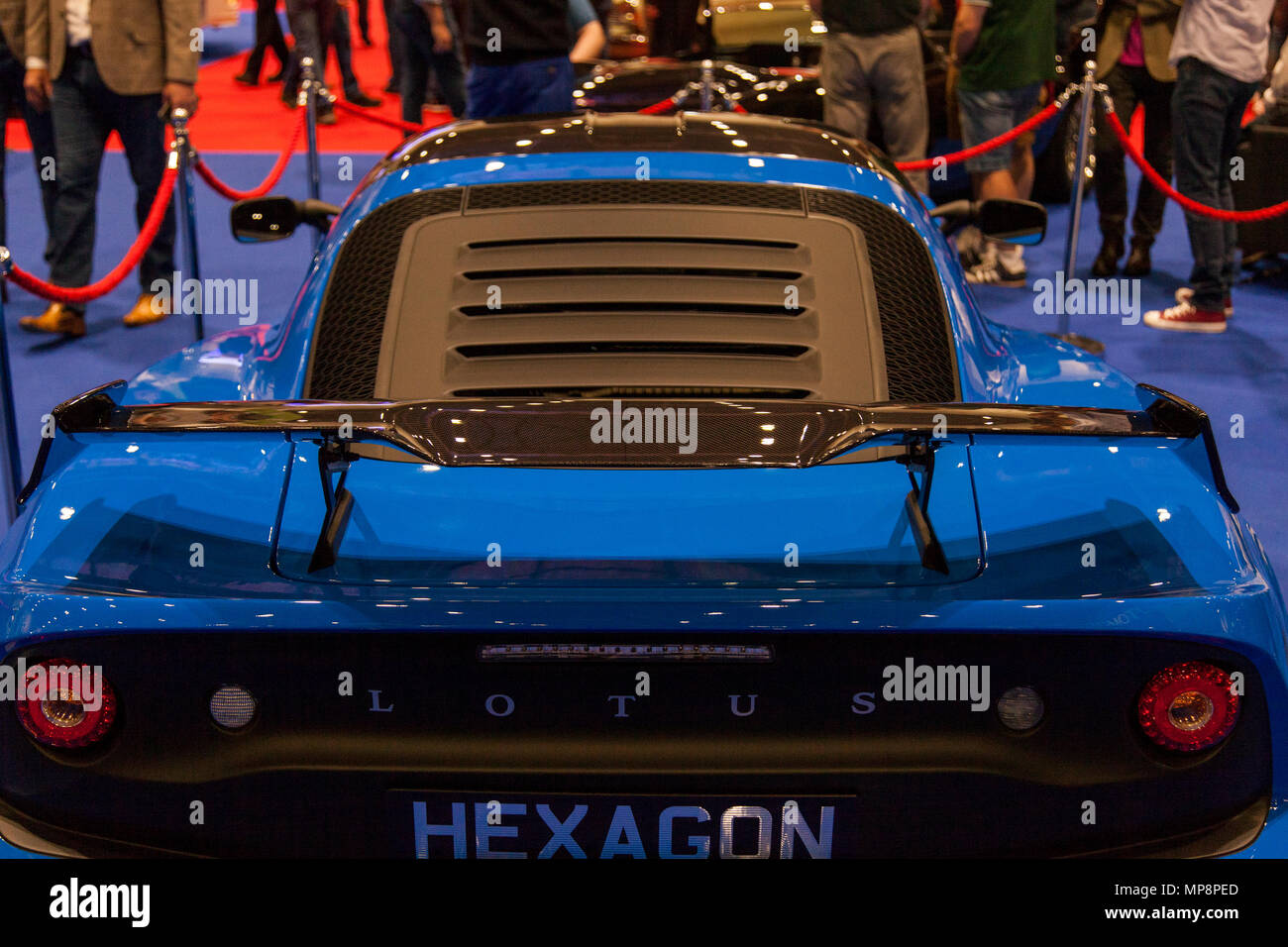 LONDON, UK, 18. MAI 2018: Lotus Auto am confused.com London Motor Show im Excel Convention Center. Die Show ist der größte britische Automotive re Stockfoto