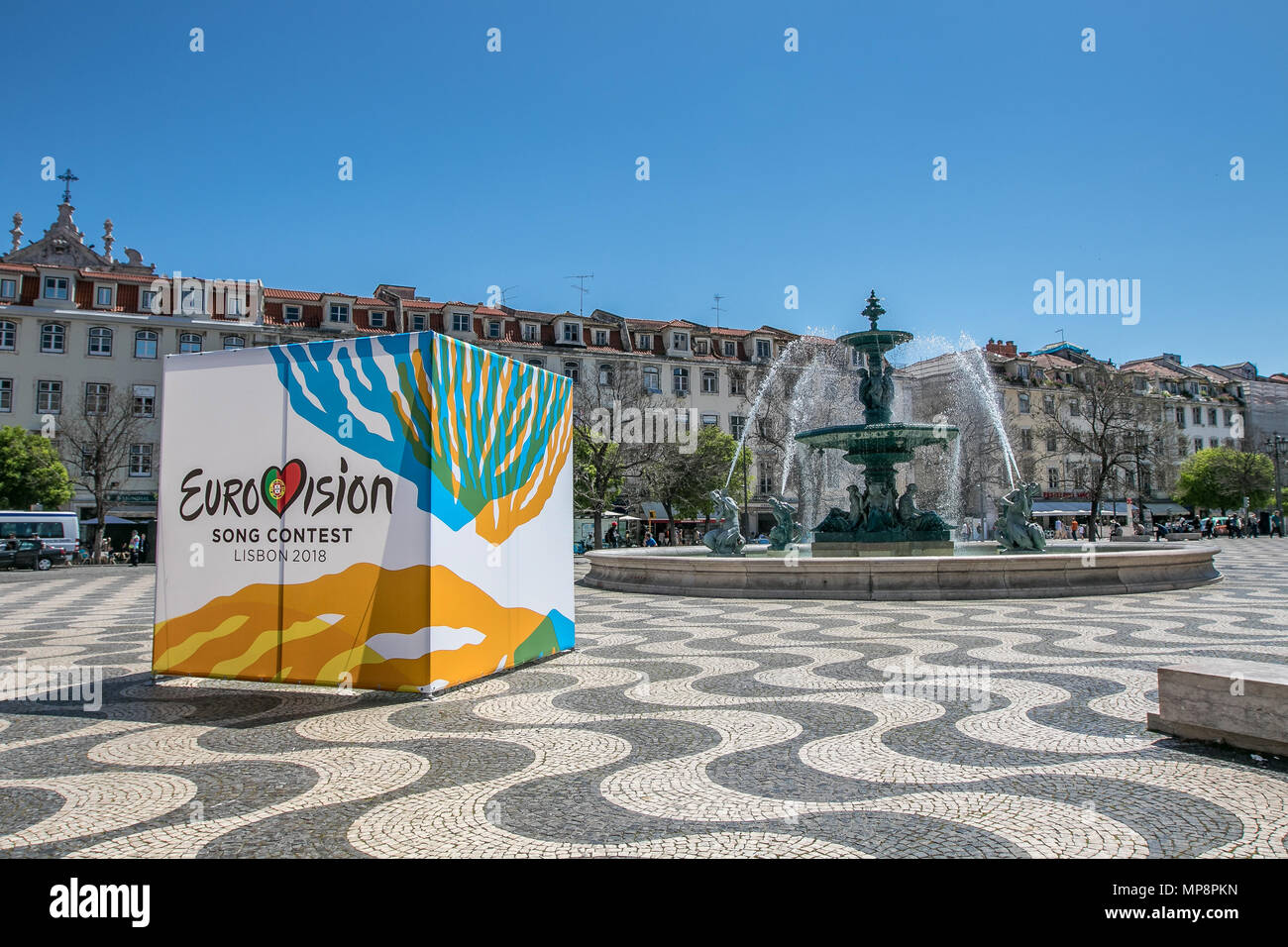 Eurovision Anzeige auf einer von Lissabon entfernt. Stockfoto
