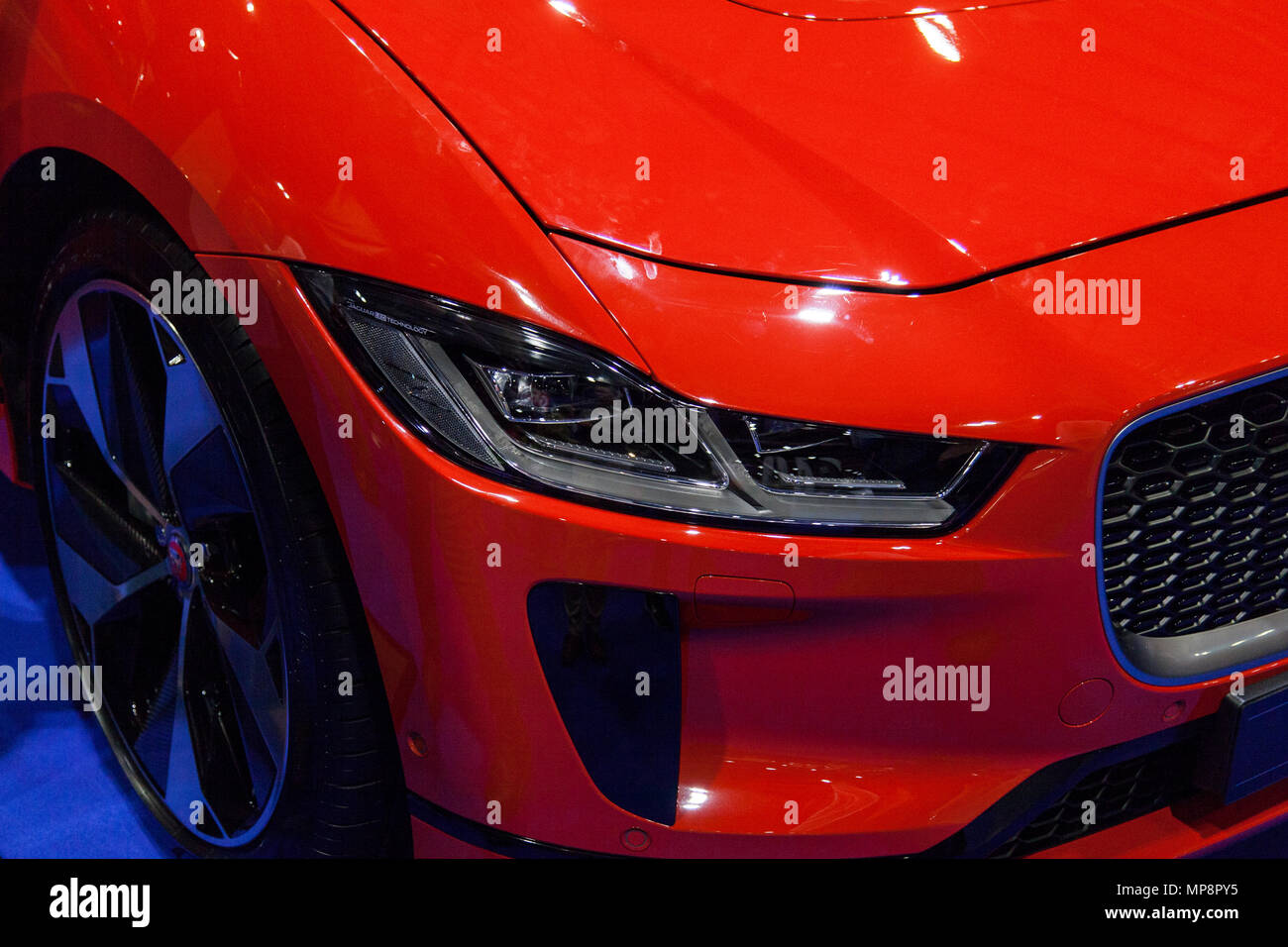LONDON, UK, 18. MAI 2018: Jaguar iPace am confused.com London Motor Show im Excel Convention Center. Die Show ist der größte britische Automotive Stockfoto