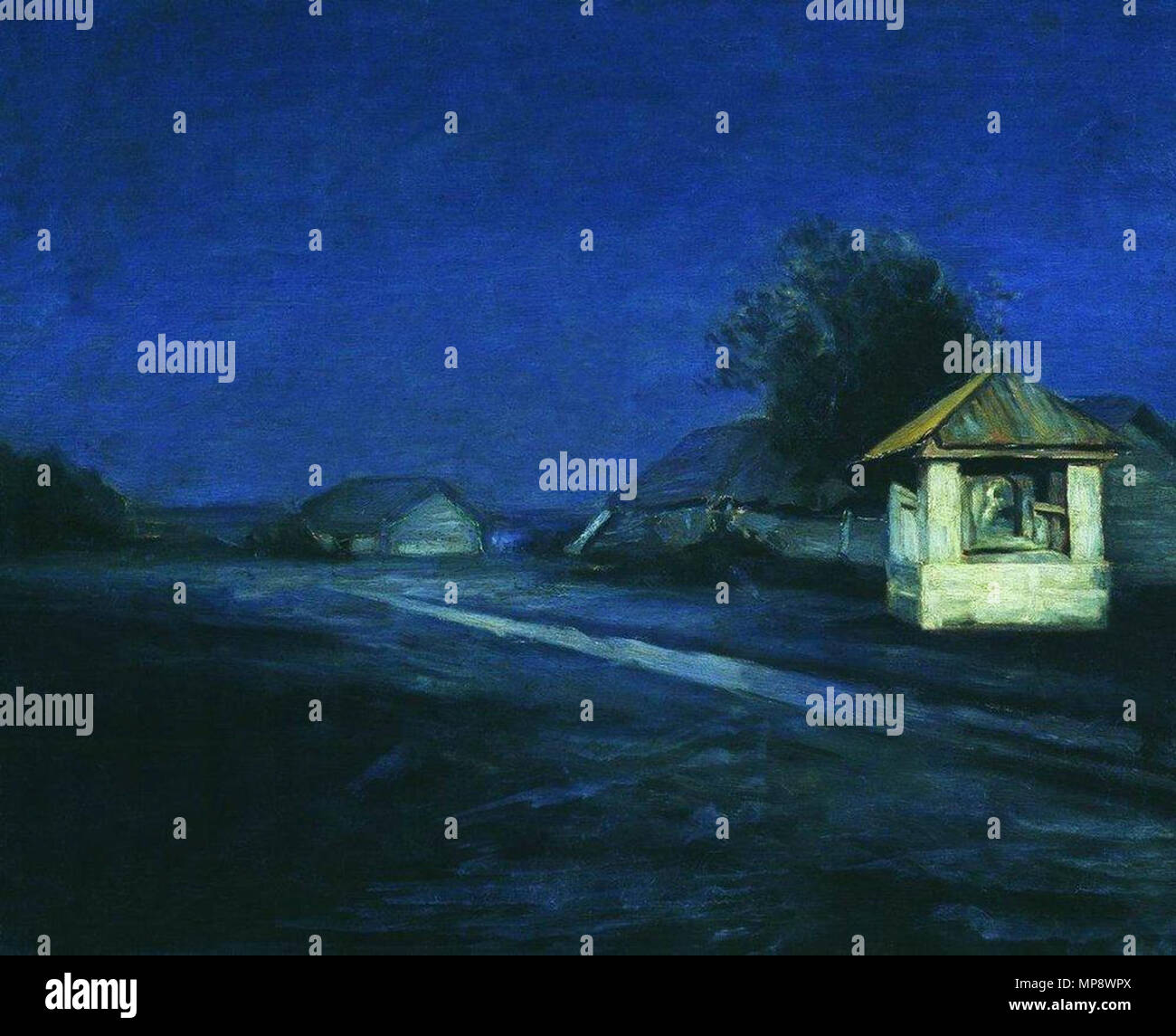 . Englisch: Nacht Landschaft (Gemälde von Arkhip Kuindzhi) Русский: Ночной пейзаж (картина Архипа Куинджи). Vor 1910. 778 Kuindzhi Nacht Landschaft Stockfoto