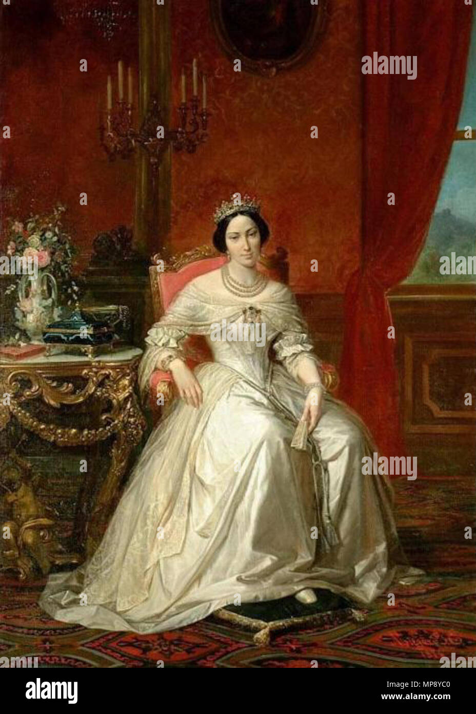 Englisch: Portrait von Königin Adelaide in der Villa della Regina ca. 1853 statt. 786 La Regina Adelaide, Villa della Regina Stockfoto