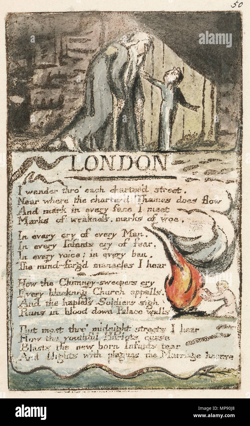 . Englisch: Lieder der Unschuld und Erfahrung, kopieren N, Objekt 21 (Bentley 46, Erdman 46 Keynes, 46) "London". 1795. William Blake (1757 - 1827) Alternative Namen W. Blake; Uil" iam Bleik Beschreibung britische Maler, Dichter, Schriftsteller, Theologe, Sammler und Graveur Geburtsdatum / Tod 28. November 1757 12. August 1827 Ort der Geburt / Todes Broadwick Street Charing Cross Standort London Authority control: Q 41513 VIAF: 54144439 ISNI: 0000 0001 2096 135 X ULAN: 500012489 78095331 LCCN: n NLA: 35019221 WorldCat 1131 Lieder der Unschuld und Erfahrung Kopie N Objekt 21 LONDON Stockfoto