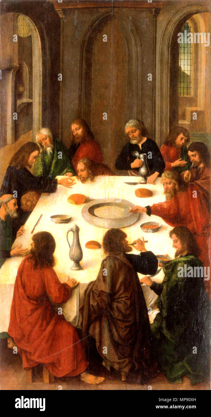 Englisch: Kreuzigung zwischen ca. 1480 und ca. 1500. 793 Letzten Abendmahl - Meister der Virgo inter Virgines Stockfoto