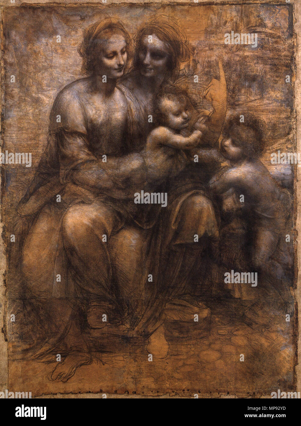 Die Jungfrau Und Kind Mit St. Anne Und Des Hl. Johannes Des Täufers.  Zwischen Ca. 1499 Und Ca. 1500. Leonardo Da Vinci (1452 - 1519) Alternative  Namen Leonardo Di Ser Piero