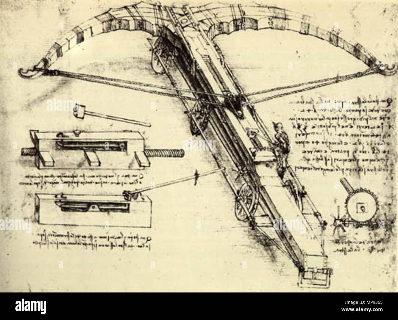 Englisch: Giant Armbrust zwischen 1480 und 1482. 803 Leonardo da Vinci,  gigantische Armbrust Stockfotografie - Alamy