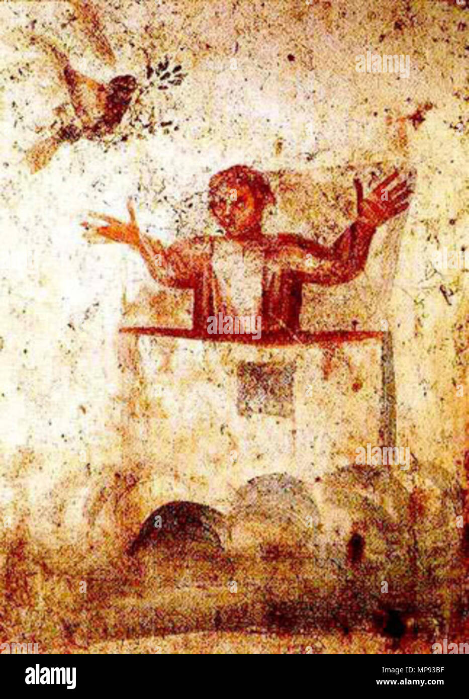 . Englisch: Die Arche Noah und der kosmischen Bund/L'Arche de Noé et l'Alliance cosmique/04 CATACOMBES NOE ET LA COLOMBE HEILIGEN PIERRE. 2-4 C. AC. Anonyme frühen christlichen Thema 932 Noah catacombe Stockfoto