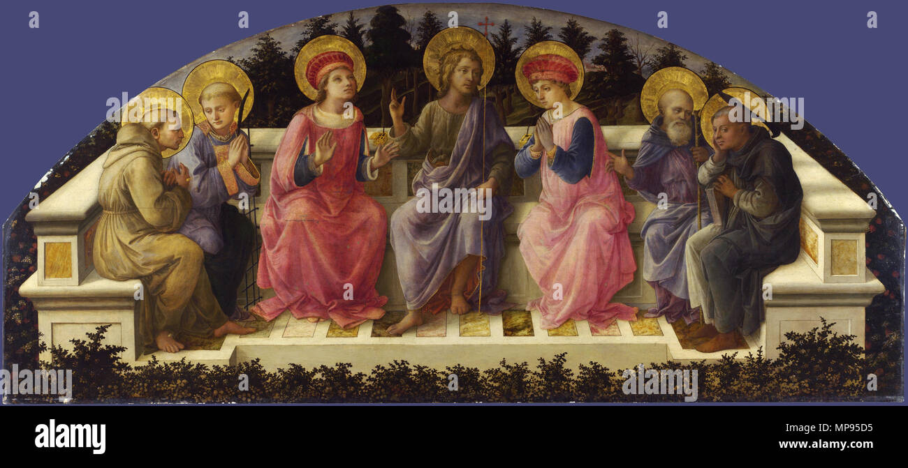 Englisch: Sieben Heiligen 1449-1459 Ca.. 813 Lippi, Sette Santi Stockfoto