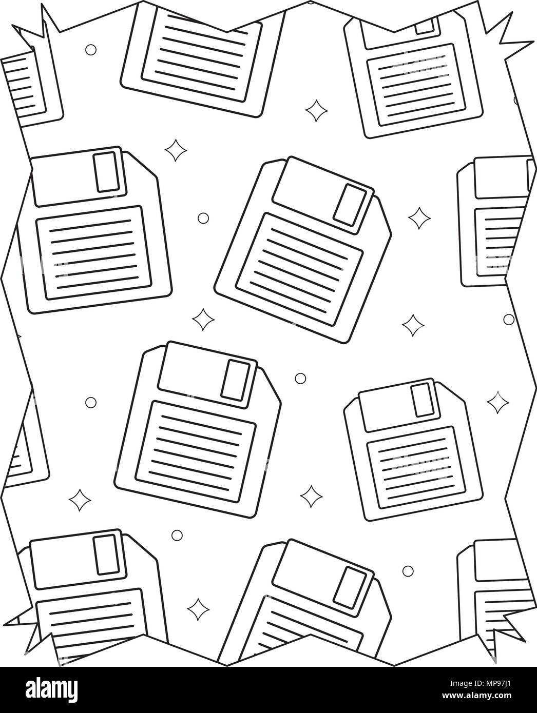 Abstrakte Rahmen mit Diskette Muster auf weißem Hintergrund, Vector Illustration Stock Vektor