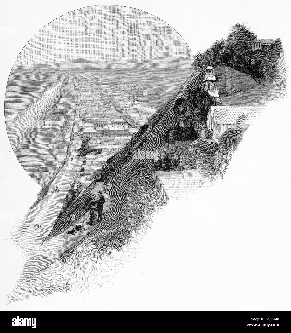 Gravur der Stadt Napier ca. 1880, Neuseeland. Von der malerischen Atlas von Australasien Vol. 3, 1886 Stockfoto