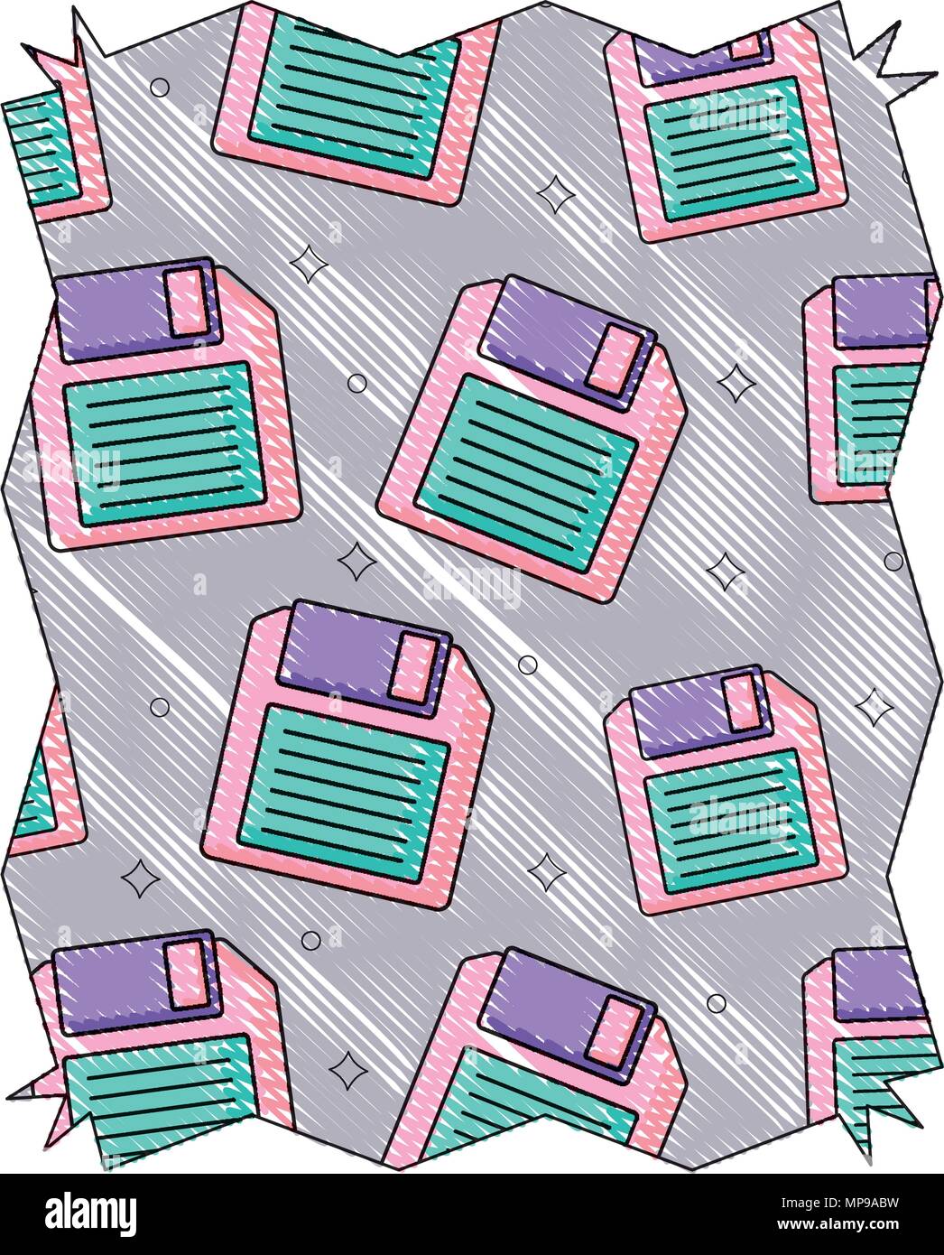 Abstrakte Rahmen mit Diskette Muster auf weißem Hintergrund, Vector Illustration Stock Vektor