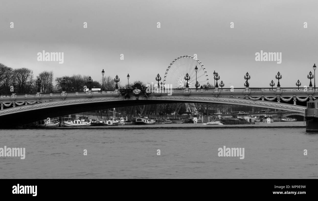 Schwarze und weiße Stadt Paris Stockfoto