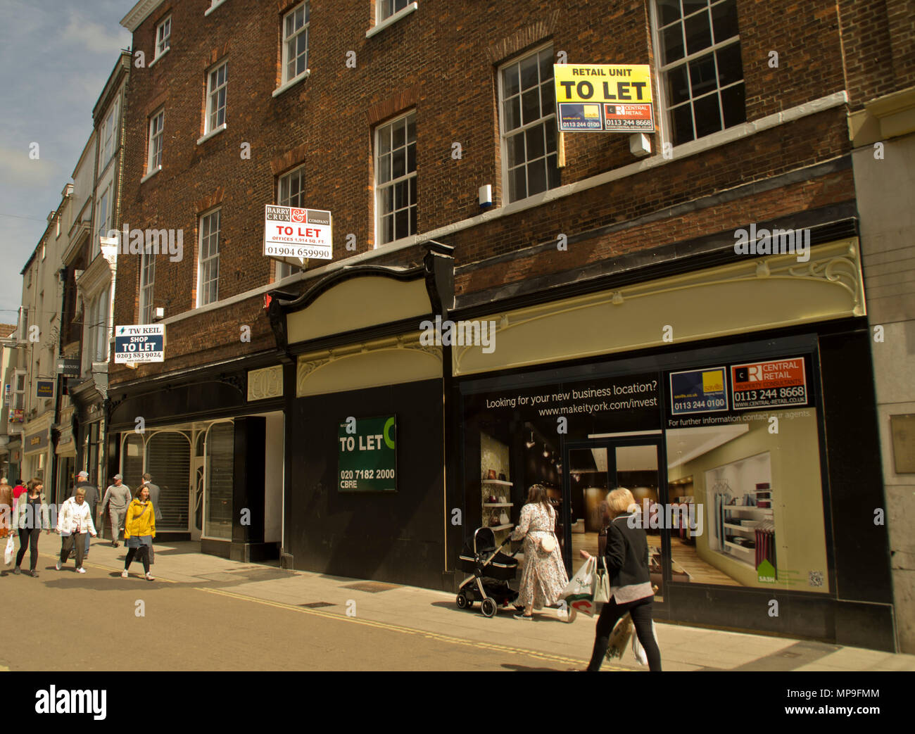 Leere Geschäfte Coney Street York Stockfoto