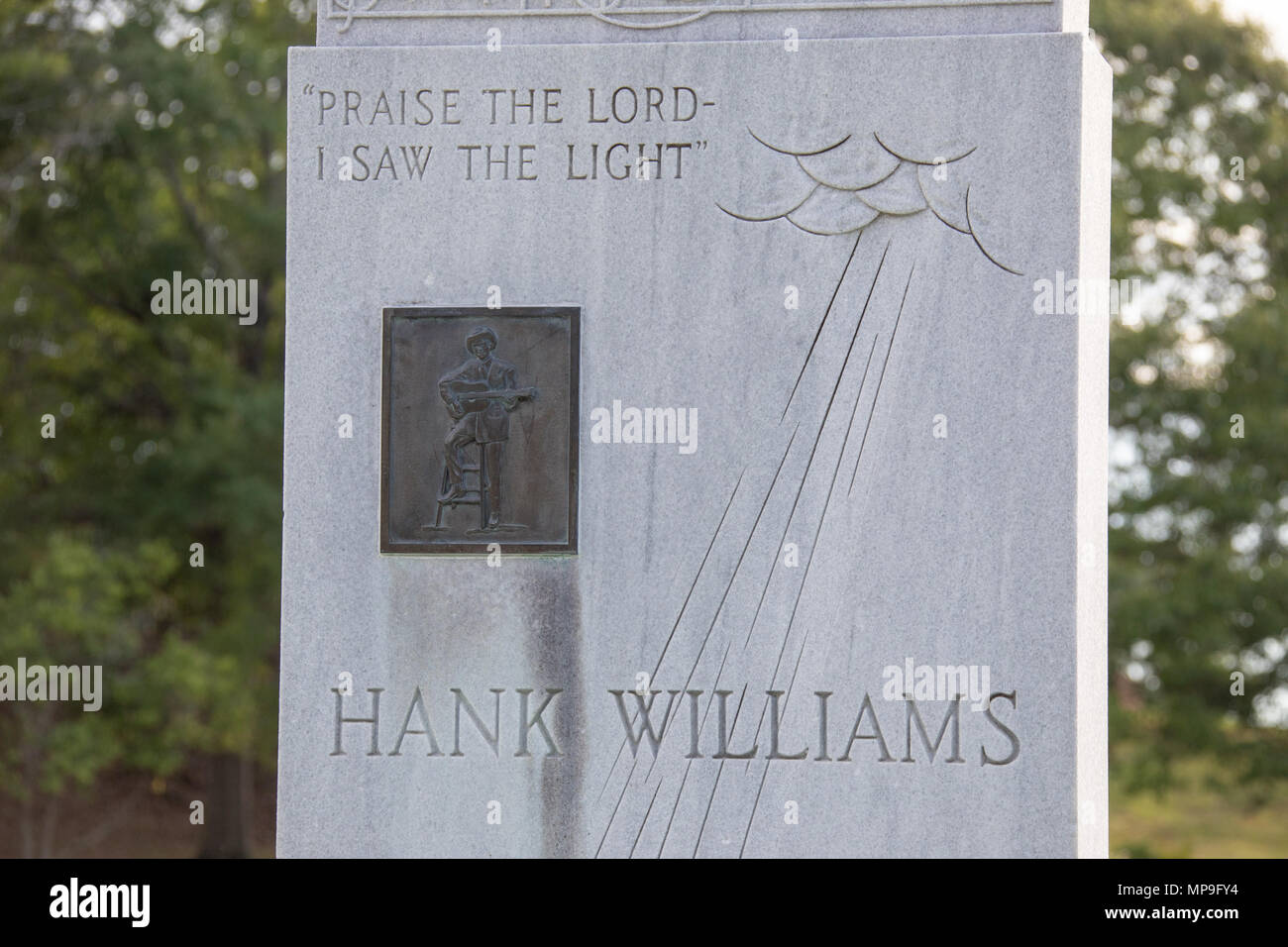 Hank Williams Memorial, Hank Williams Grab - Oakwood Cemetery, Montgomery, Alabama, USA Stockfoto