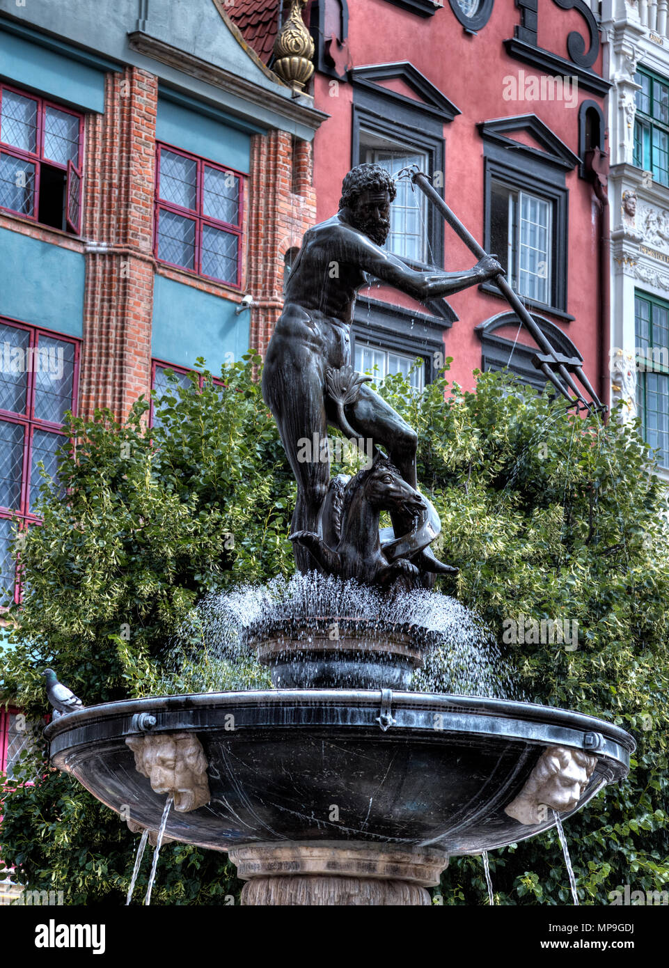 Danzig - Gdansk - Danzig. Der Neptunbrunnen. Neptunbrunnen. Stockfoto