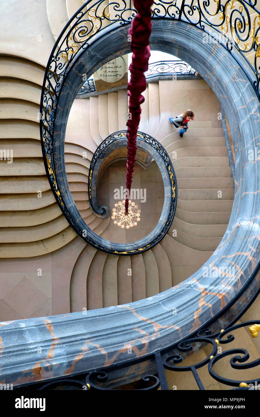 Treppe schmiedeeisernen Arbeiten von Jean Lamour, Musée des Beaux-Arts / Museum der Bildenden Künste, Nancy, Meurthe-et-Moselle, Lorraine, Frankreich Stockfoto