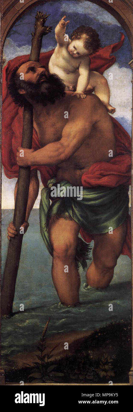 St Christopher 1531. 819 Lorenzo Lotto-St Christopher - WGA 13712 Stockfoto