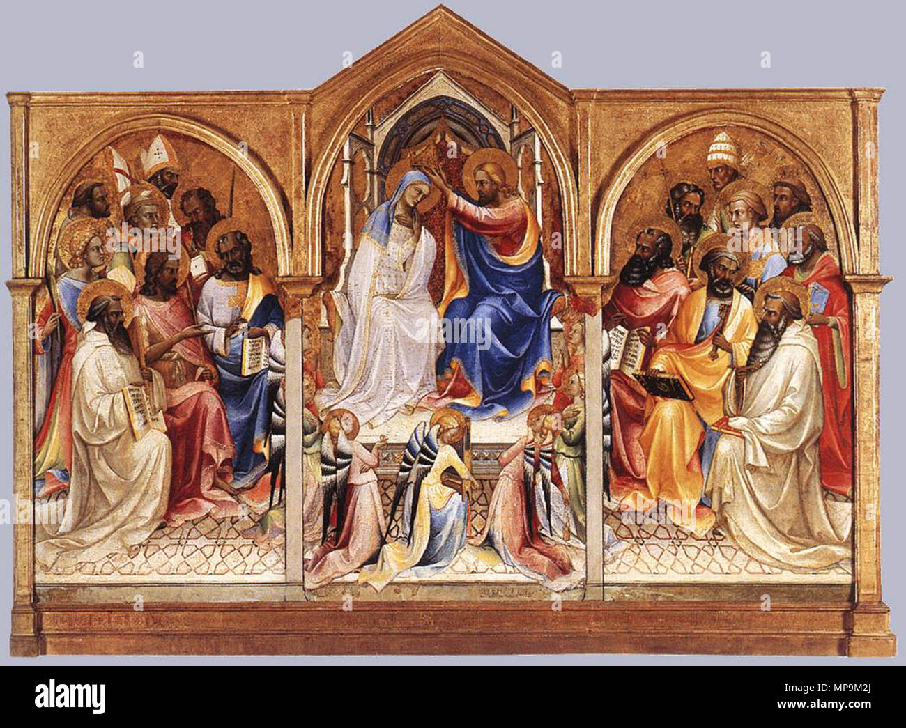 Krönung der Jungfrau Maria und die Heiligen verehren zwischen 1407 und 1409. 820 Lorenzo Monaco - Krönung der Jungfrau Maria und die Heiligen verehren - WGA 13591 Stockfoto