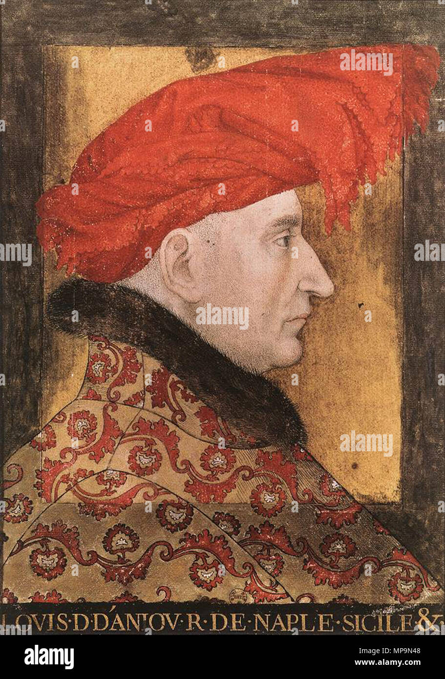Englisch: Ludwig II. von Anjou Français: Louis II. d'Anjou, Roi de Naples et de Triesenberg, zwischen ca. 1456 und ca. 1465. 823 15. Jahrhundert unbekannte Maler - Ludwig II. von Anjou - WGA 23561 Stockfoto