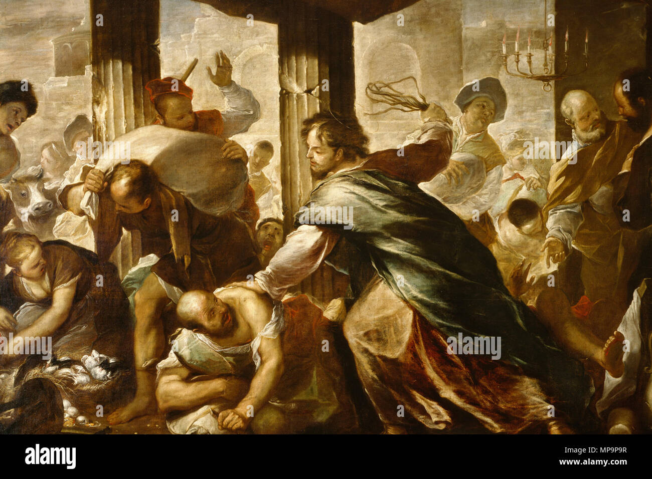 Christus reinigt den Tempel der zweiten Hälfte des 17. Jahrhunderts. 828 Luca Giordano - Christus reinigt den Tempel - WGA 09000 Stockfoto