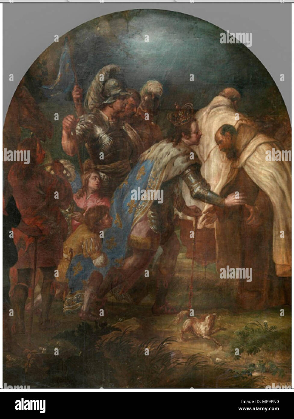 Englisch: St. Ludwig IX. von Frankreich erhält Pierre de Corbie zwischen 1641 und 1660. 830 Lucas Franchoys (II) - St. Louis IX. von Frankreich erhält Pierre de Corbie Stockfoto