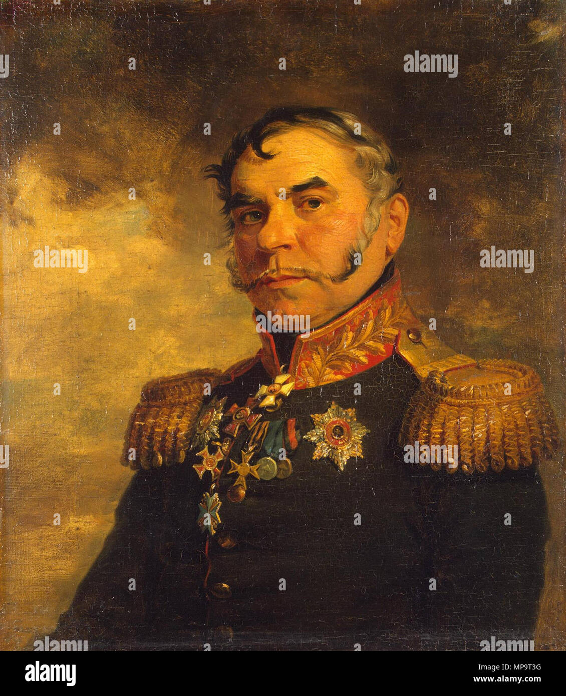 . Grigori Iwanowitsch Lysanevich 1-st (06.01.1756 - 13.02.1832) russische General. Workshop von George Dawe (1781 - 1829) Alternative Namen G. Daoe; D. Doj; Dawe; [Dawe] Beschreibung Englisch Portrait Maler Geburtsdatum / Tod vom 8. Februar 1781 vom 15. Oktober 1829 Ort der Geburt / Tod St James, Westminster Kentish Town Standort Sankt Petersburg (1818-1828) Kontrolle: Q 1507231 VIAF: 22413721 ISNI: 0000 0000 6660 9928 ULAN: 500021368 LCCN: n 83227323 WGA: DAWE, George WorldCat Winter Palace Krieg Galerie 835 Lysanevich 1 Grigori Iwanowitsch Stockfoto