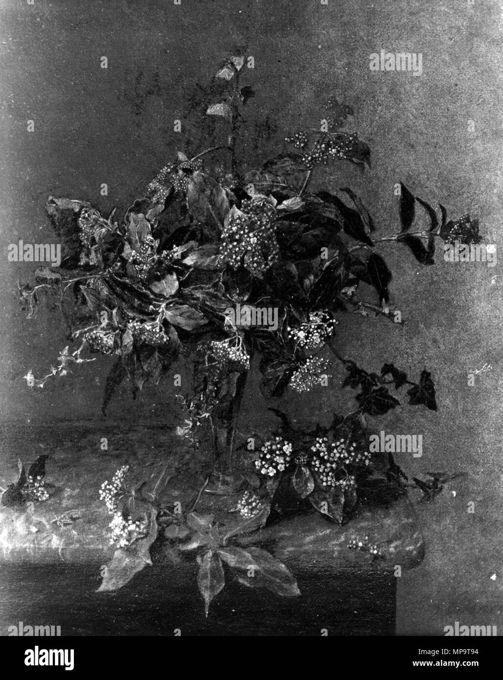 Léon Bonvin (Französisch, 1834-1866). "Vase von wilden Blumen, ' 1865. Aquarell mit Gummi Zuspitzung, Gouache, eisengallustinte der Tinte und der Feder, auf mäßig strukturiertem, mäßig dick, Creme webte Papier. Walters Art Museum (37.1666): Erworben durch William T. oder Henry Walters. 37.1666 836 Léon Bonvin - Vase mit Blumen - Walters 371666 Stockfoto