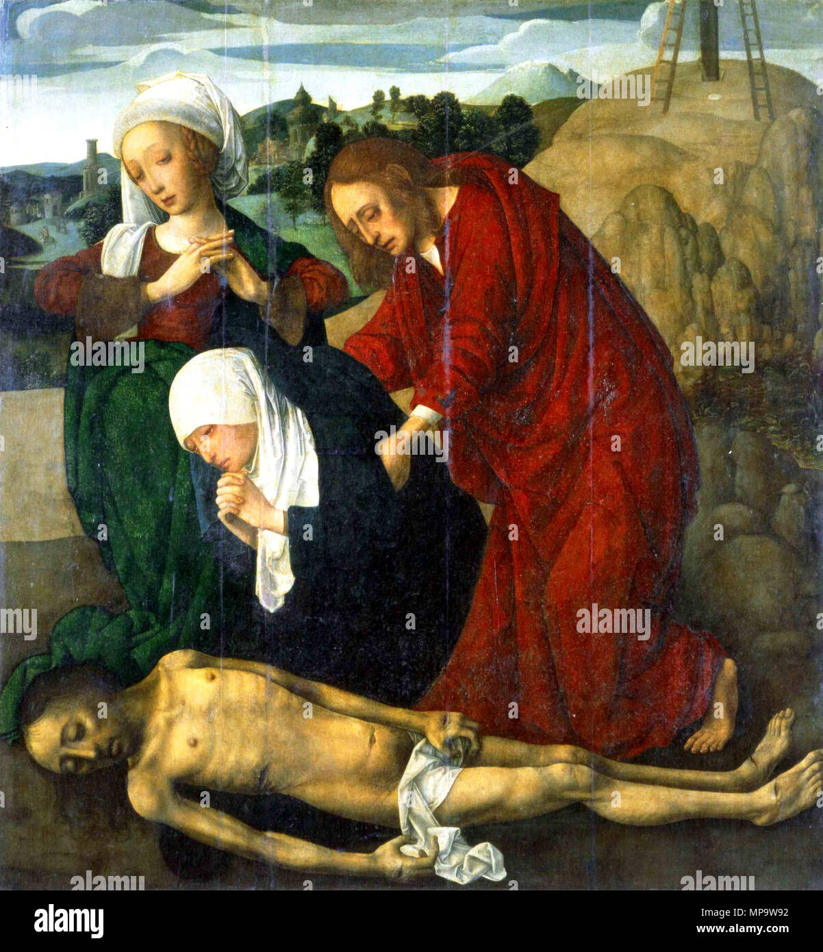 Englisch: Beweinung Christi zwischen ca. 1475 und ca. 1490. 841 Madrid Wehklage-Master der Virgo inter Virgines Stockfoto