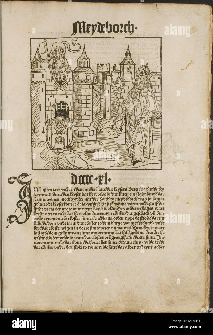 . Abbildung aus dem inkunabel: Cronecken der Sassen (die Chroniken von Sachsen) von Peter Schöffer in Mainz gedruckt. 1492. Conrad Bote (Konrad Botho) 844 Magdeburg Burg p 00123 Stockfoto . Abbildung aus dem inkunabel: Cronecken der Sassen (die Chroniken von Sachsen) von Peter Schöffer in Mainz gedruckt. 1492. Conrad Bote (Konrad Botho) 844 Magdeburg Burg p 00123 Stockfoto