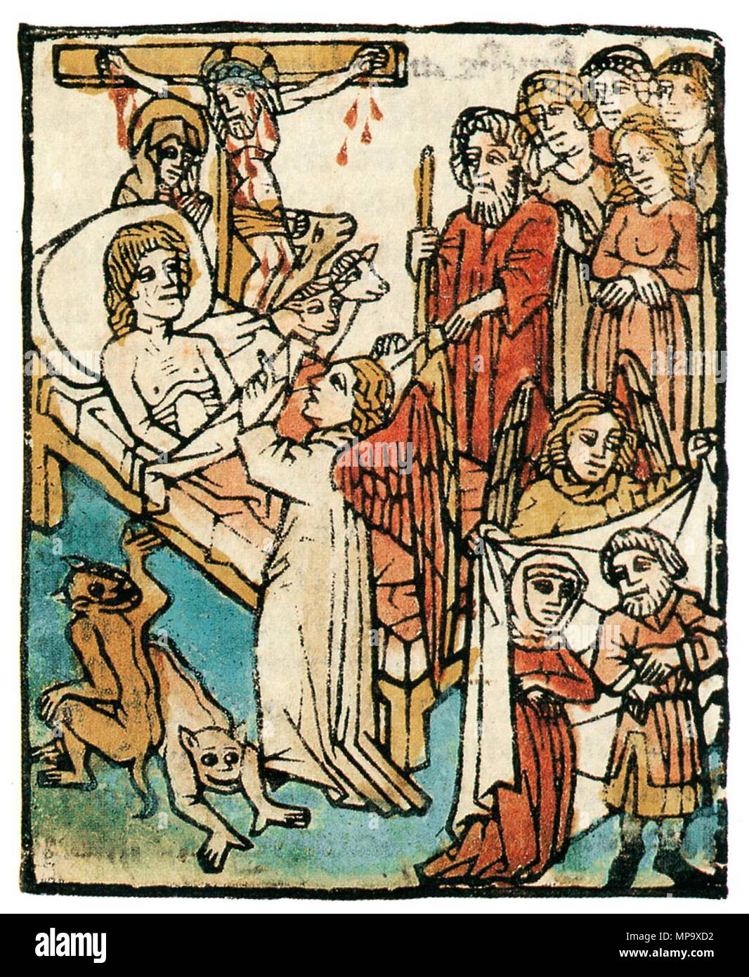 Mahnung zur Abkehr von weltlichen Dingen, Ars moriendi circa 1460. 845 Mahnung zur Abkehr von weltlichen Dingen (Schneider Edition XII) Stockfoto