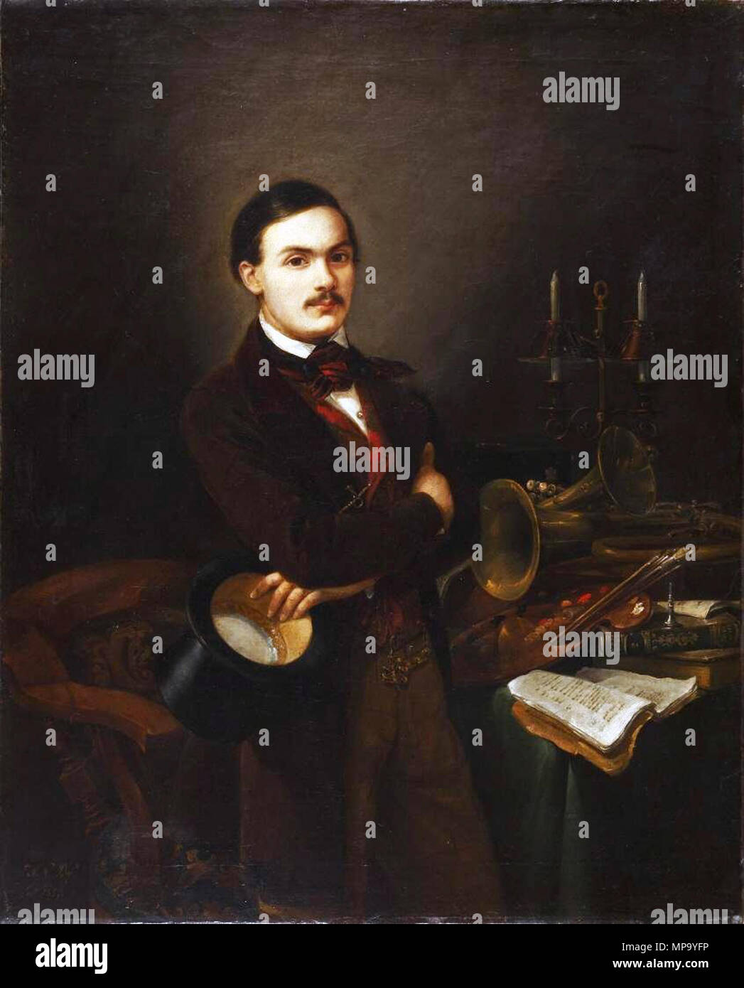 Autorretrato. Español: Autorretrato del Pintor español Manuel Cabral Aguado-Bejarano (1827-1891), Que nació y murió en Sevilla. . 1851. 849 Manuel Cabral y Aguado Bejarano - Selbstportrait Stockfoto