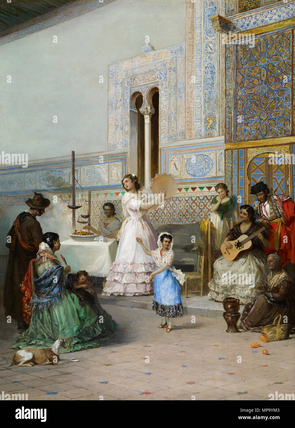 850 Manuel Wssel de Guimbarda Genre Szene an der Alcázar von Sevilla Stockfoto