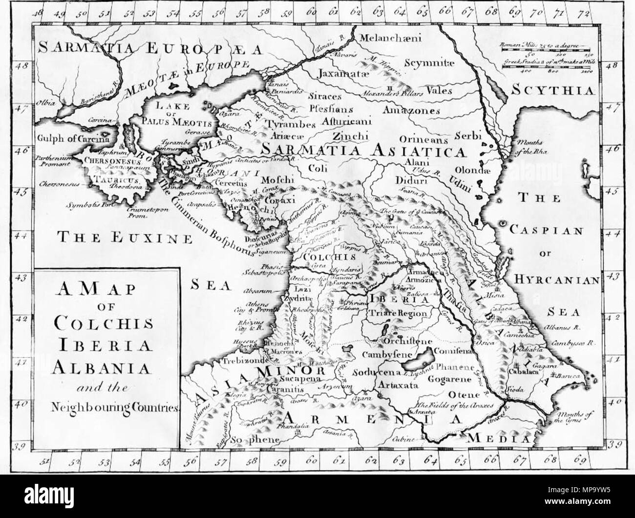 Deutsch Eine Karte Von Kolchis Iberia Albanien Und Die Benachbarten Lander Eine Karte Des Kaukasus Krim Sudlichen Russland Region Wahrend Des Klassischen Altertums Antike Beachten Sie Dass Die Albanien Verwiesen Wurde Am Kaspischen