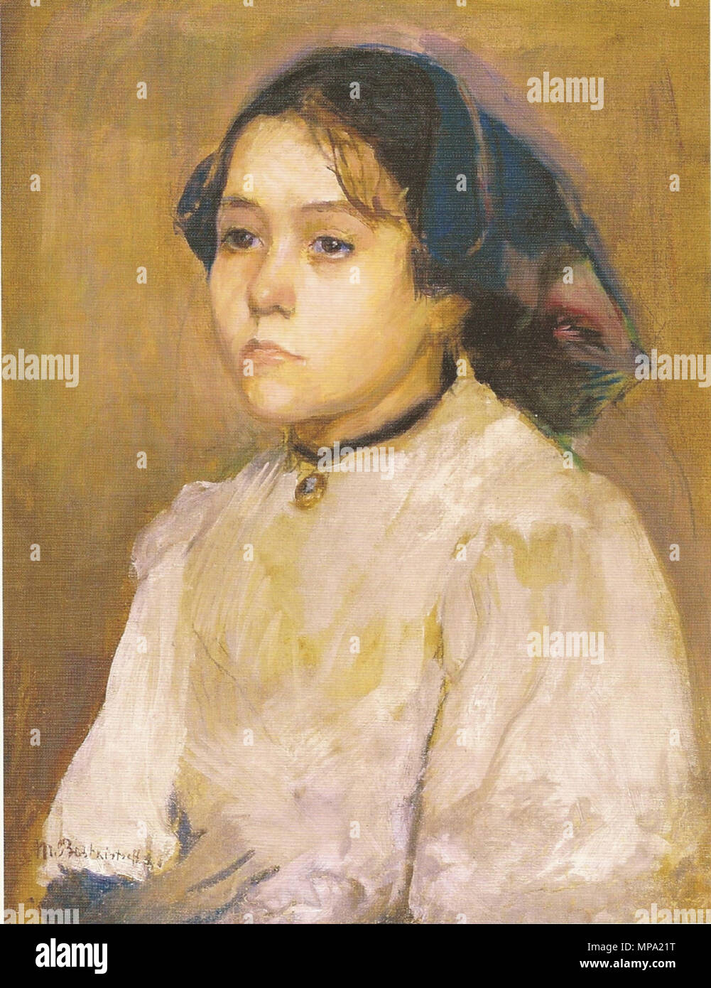 . Русский: Портрет Дженни. 1882 г. (Острава Музей г. Острава) Français: Petite fille (1880). Huile sur toile 58 x 45 cm. - Galerie Výtvarného Umění-Ostrava, République Tchèque. 1882. Marie Bashkirtseff (1858-1884) Alternative Namen Мария Башкирцева Константиновна Baschkirzeff, Marie, Marie Bashkirtseff Beschreibung Konstantin russische Maler, Bildhauer und Schriftsteller Geburtsdatum / Tod 24 November 1858 31 Oktober 1884 Ort der Geburt / Todes Havrontsi in der Nähe von Königgrätz Paris arbeiten Standort Wien, Baden-Baden, Genf, Paris, Spa, Ostende, London, Florenz, Rom, Nizza (1870-1877), Paris ( Stockfoto