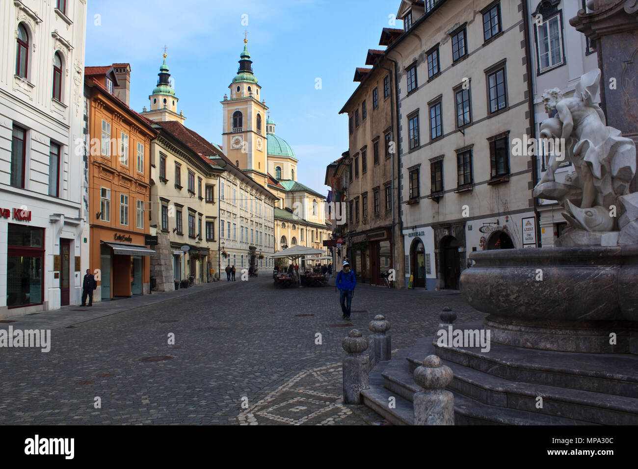 Alte Straße von Ljubljana Stockfoto