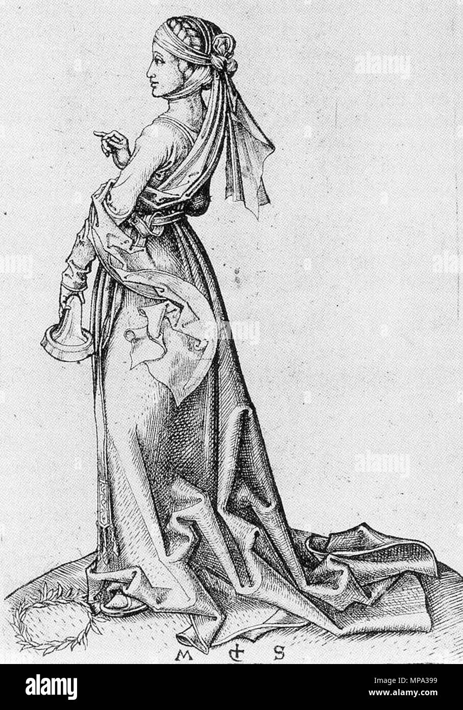 Englisch: Die erste törichte Jungfrau vor 1483. 865 Martin Schongauer - Der Erste törichte Jungfrau - WGA 21027 Stockfoto