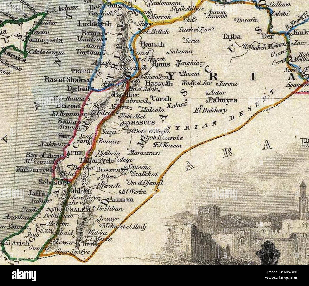 . Englisch: Türkei in Asien. Die Illustrationen von H. Warren & Gestochen von J.B. Allen. Die Karte gezeichnet und gestochen von J. Rapkin. 1851. Martin, R.M. (Martin, R. Montgomery (Robert Montgomery), 1803?-1868); Tallis, J. F. (John Tallis, 1815/6 - 1876) 866 Martin, R.M.; Tallis, J.&amp; F. der Türkei in Asien. 1851 (F) Stockfoto