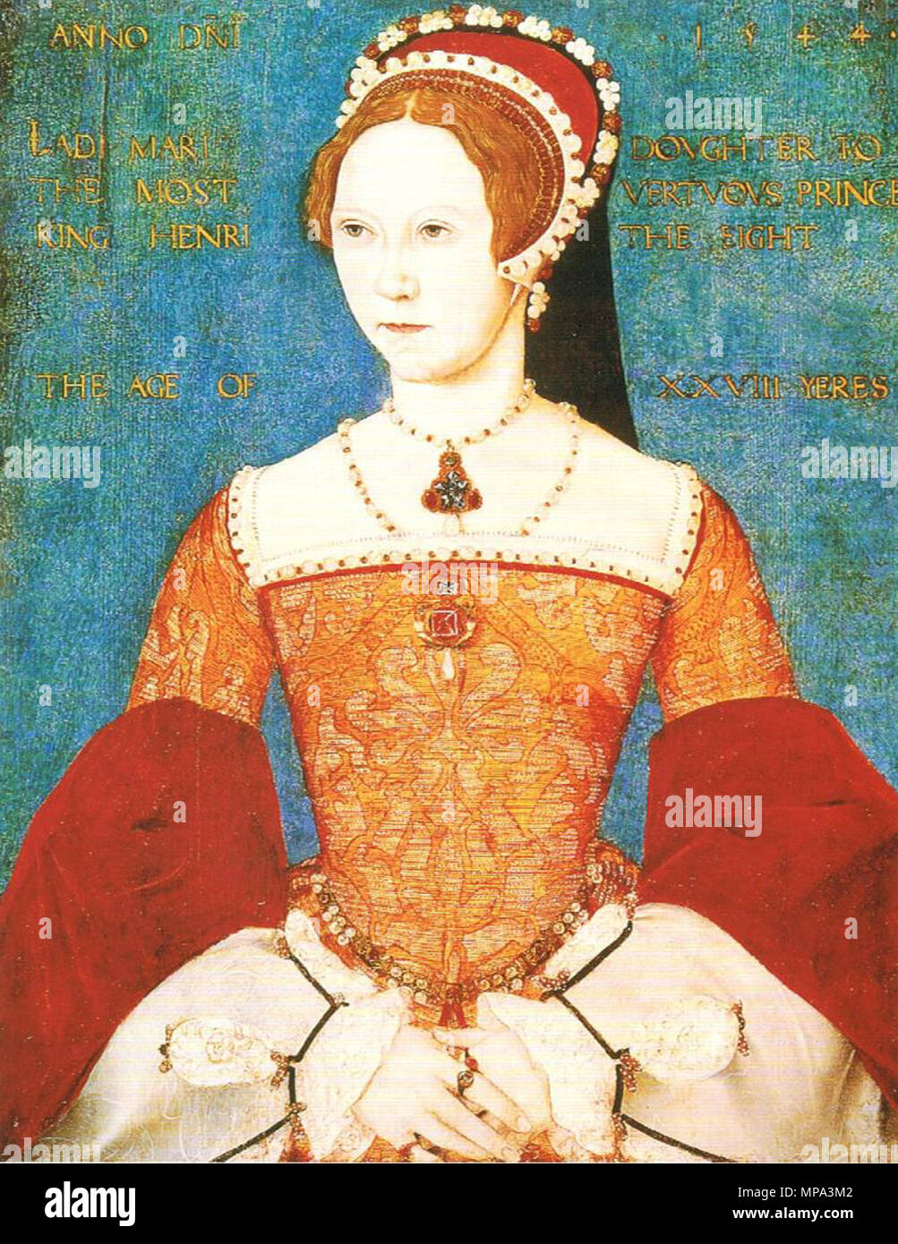 Englisch: Portrait von Maria I. von England, zu dem Zeitpunkt, als die Prinzessin Mary1544. 867 ich Maria im Jahre 1544 Stockfoto
