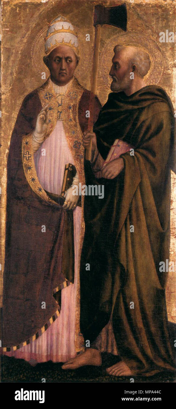Papst Gregor der Große (?) und St. Matthias zwischen 1428 und 1429. 869 Masolino - Papst Gregor der Große () und St-Matthias-WGA 14250 Stockfoto